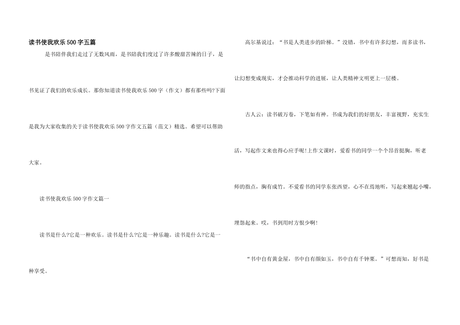 读书使我快乐500字五篇_第1页