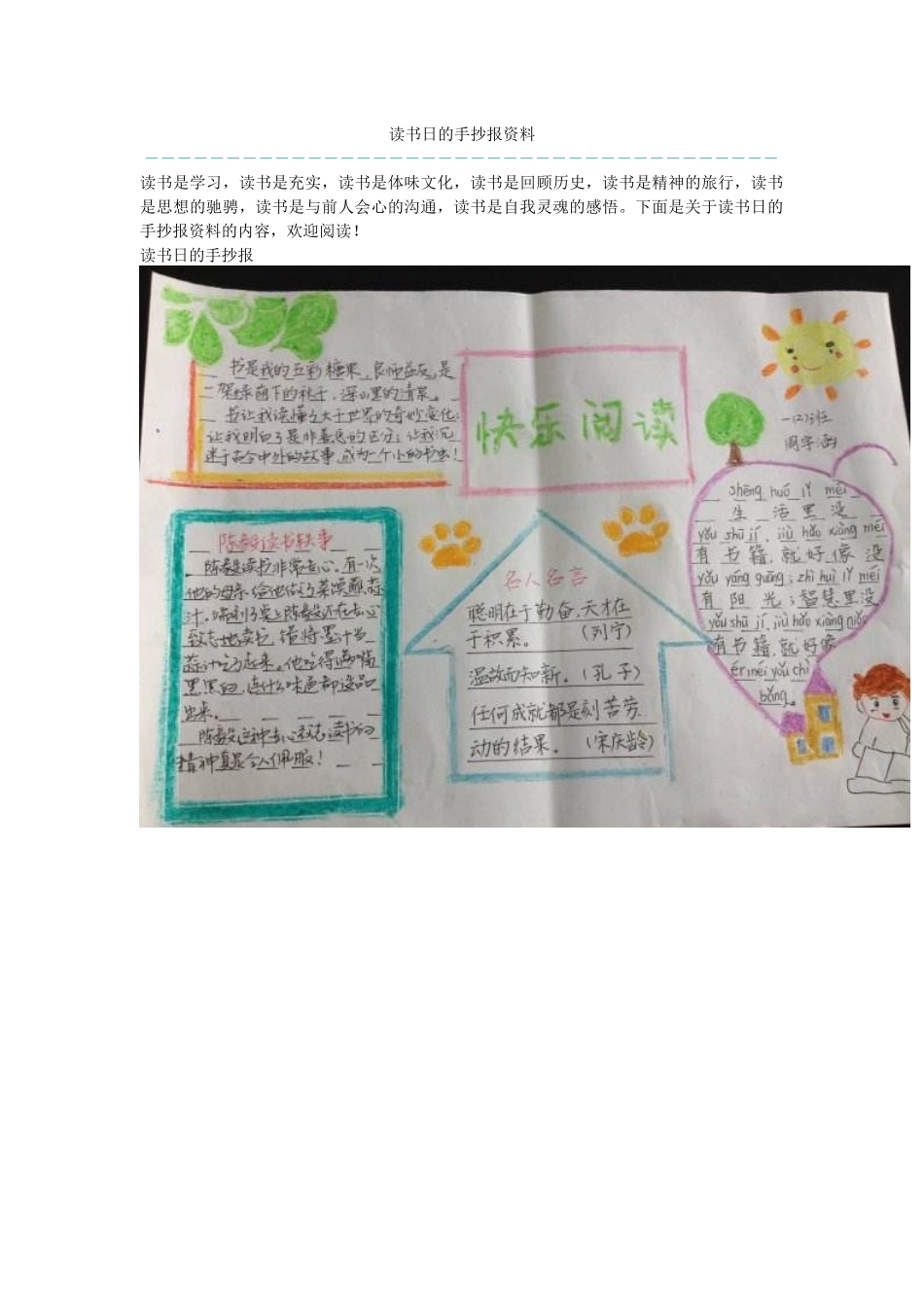 读书日的手抄报资料_第1页