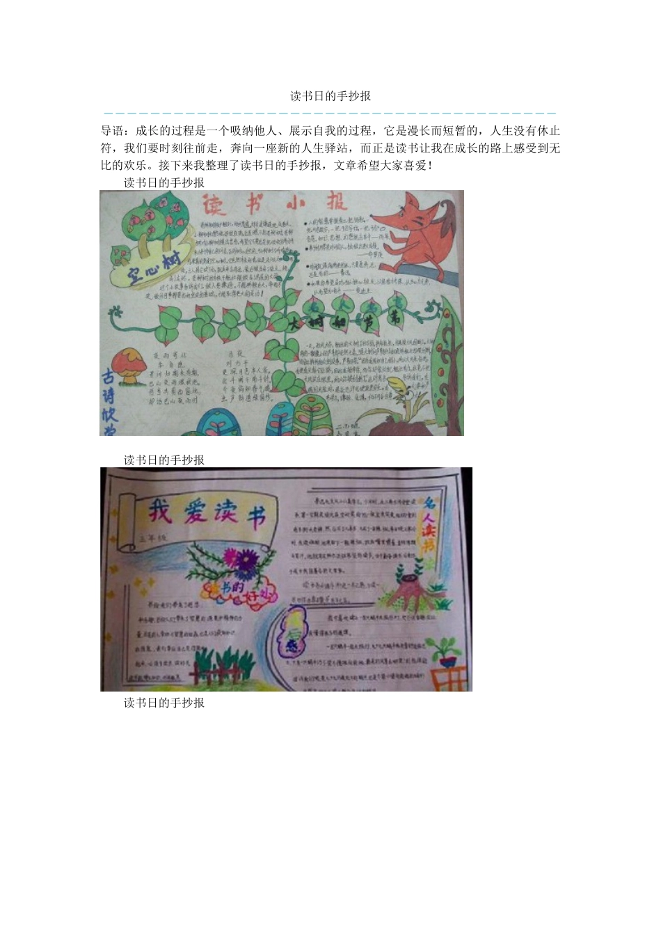 读书日的手抄报_第1页