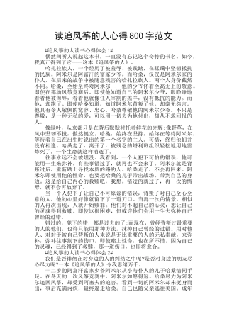 读追风筝的人心得800字范文
