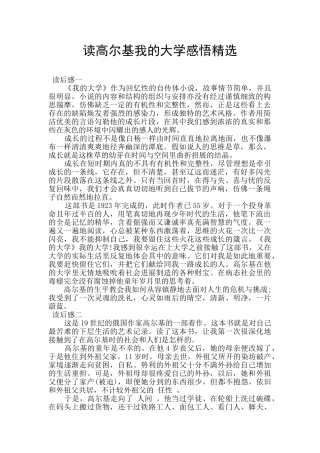 读高尔基我的大学感悟精选