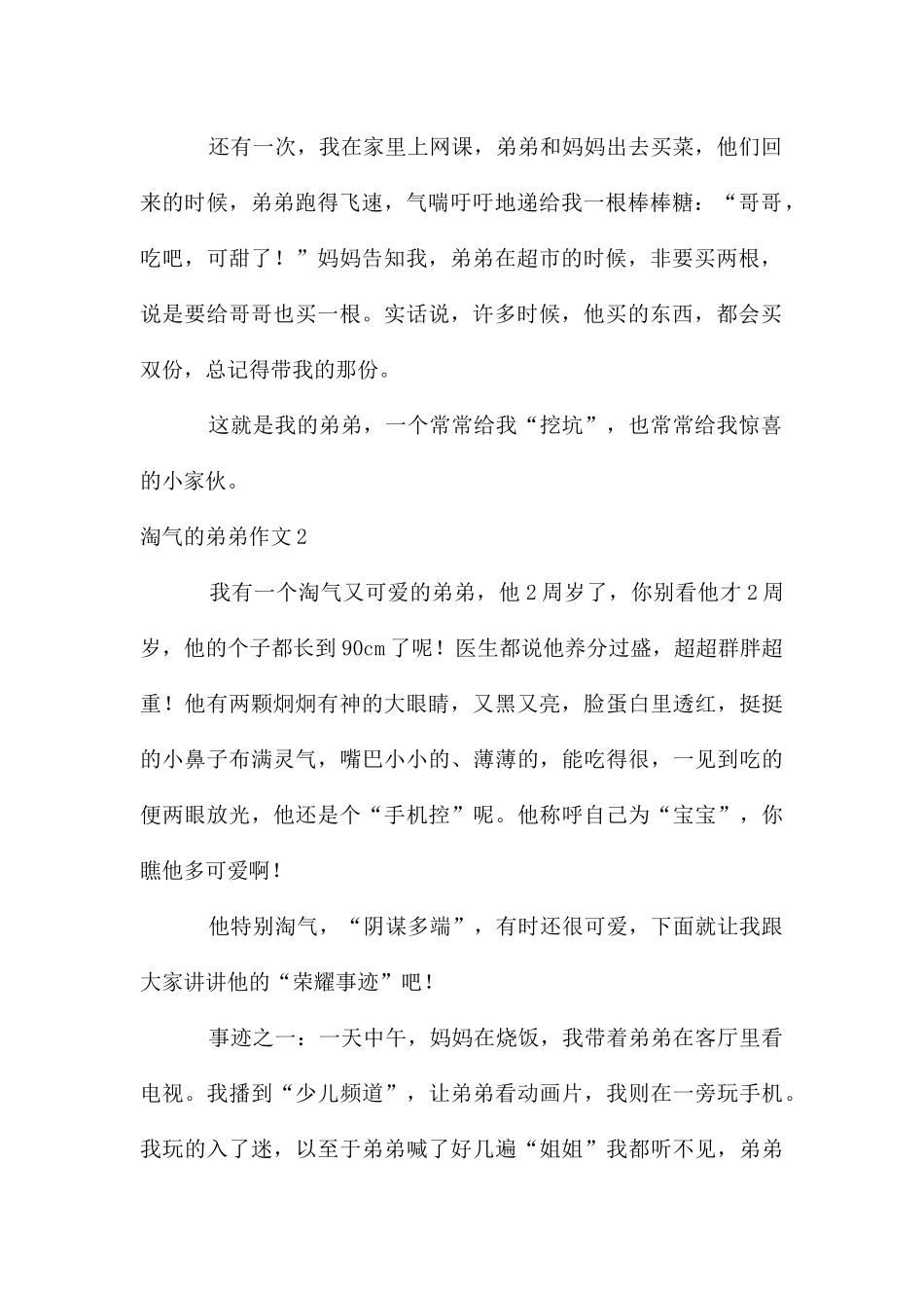 调皮的弟弟作文(15篇)_第2页