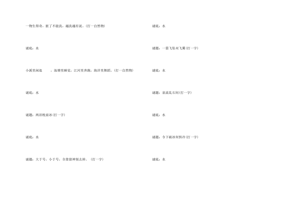 谜底是水的谜语_第2页