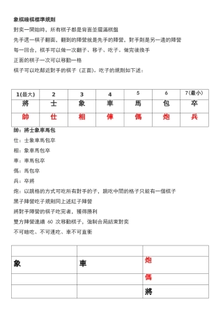 象棋暗棋标准规则