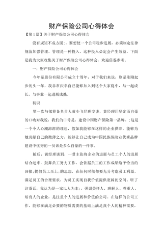 财产保险公司心得体会