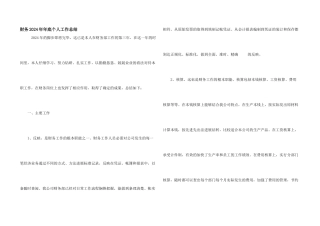 财务2024年年底个人工作总结