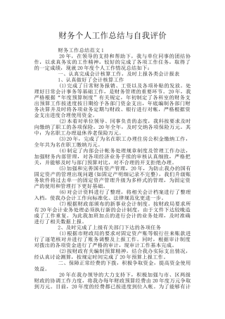财务个人工作总结与自我评价