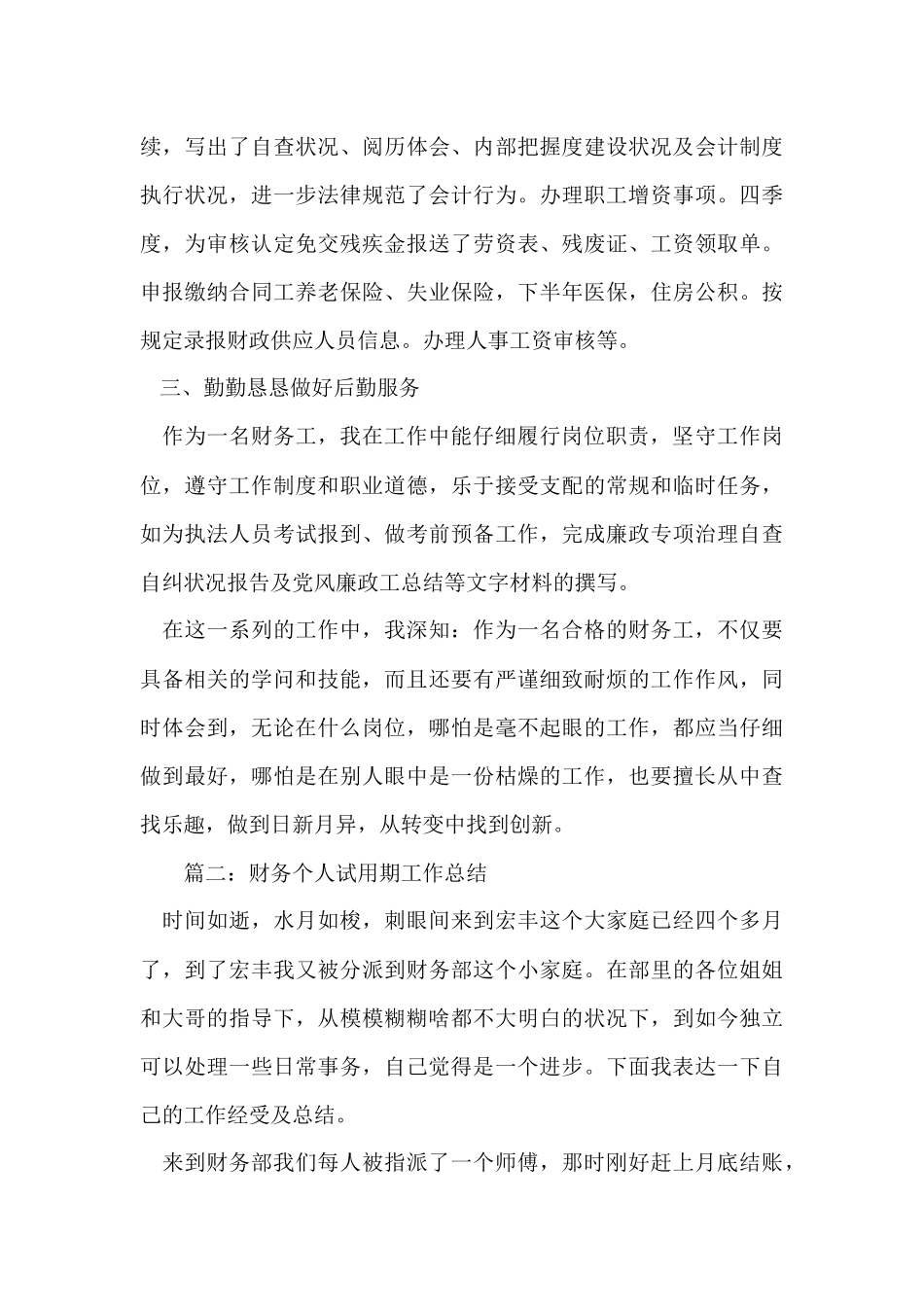 财务个人试用期工作总结_第3页