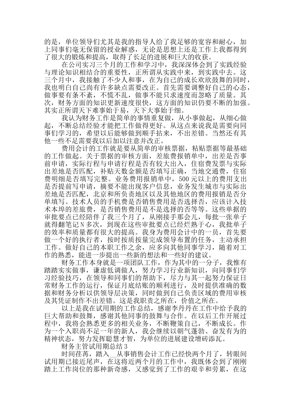 财务主管2024试用期工作总结_第2页