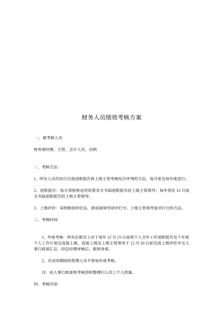 财务人员绩效考核方案