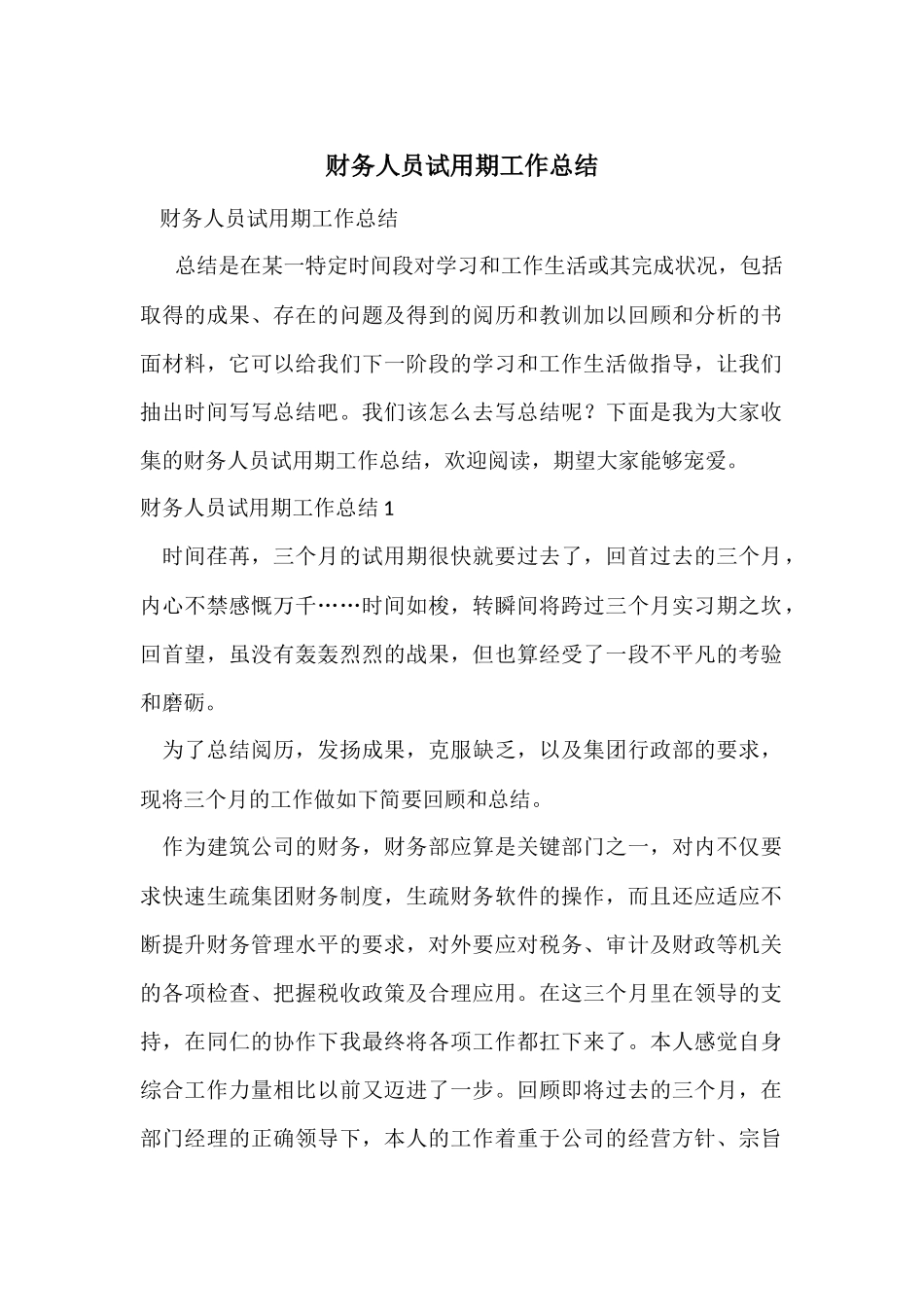 财务人员试用期工作总结-2_第1页