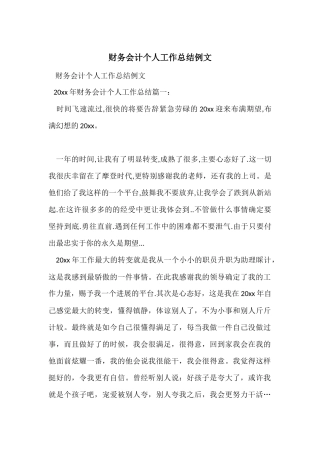 财务会计个人工作总结例文