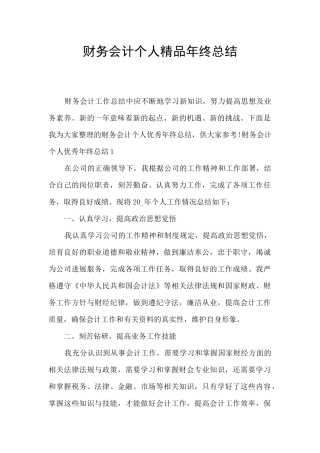 财务会计个人精品年终总结
