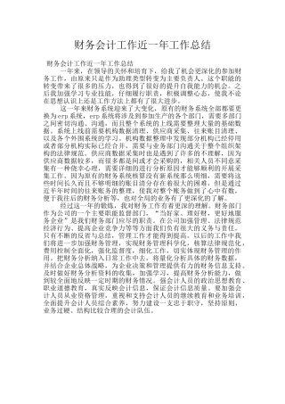 财务会计工作近一年工作总结