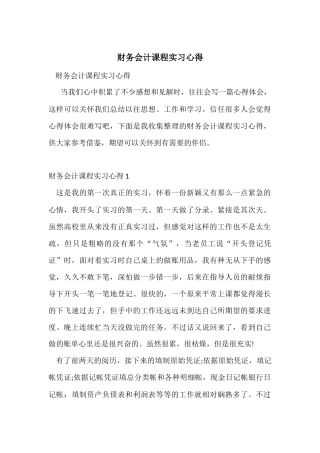 财务会计课程实习心得