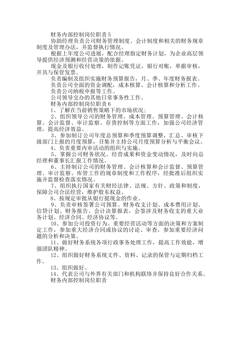 财务内部控制岗位职责_第2页