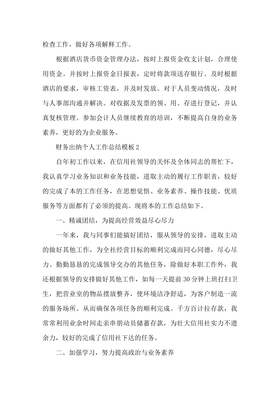 财务出纳个人工作总结模板[合集五篇]_第3页