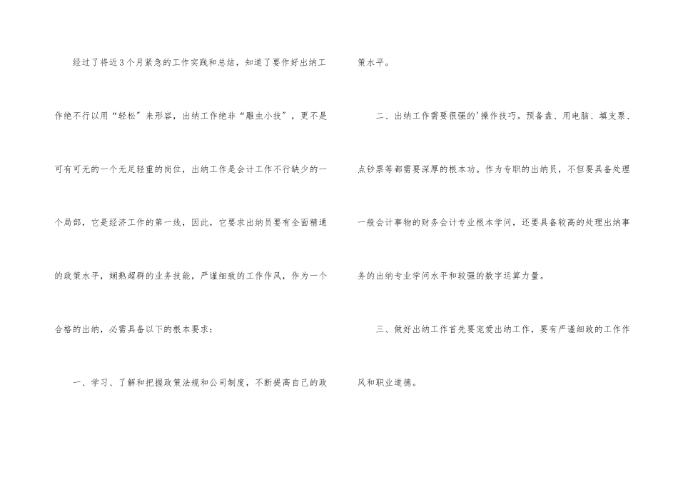 财务出纳个人工作总结四篇_第3页