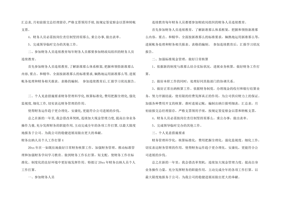 财务出纳人员个人工作计划_第2页