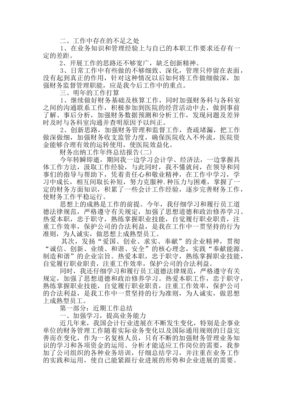 财务出纳工作年终总结报告_第2页