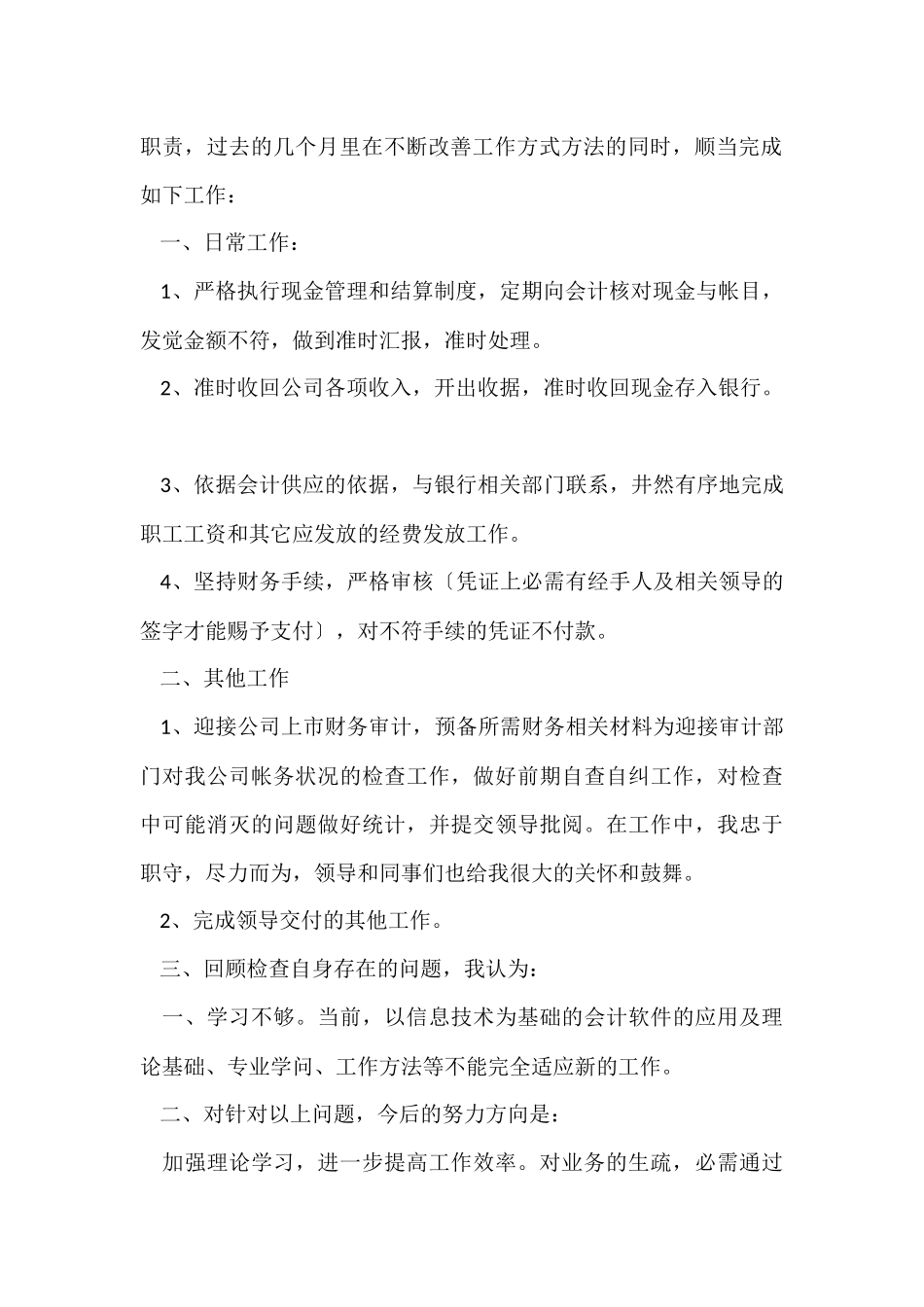 财务出纳工作总结（5篇）_第2页