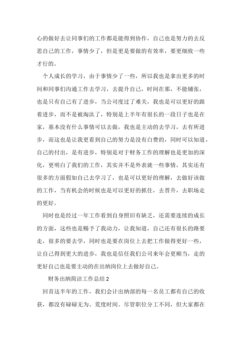 财务出纳简洁工作总结（12篇）_第2页