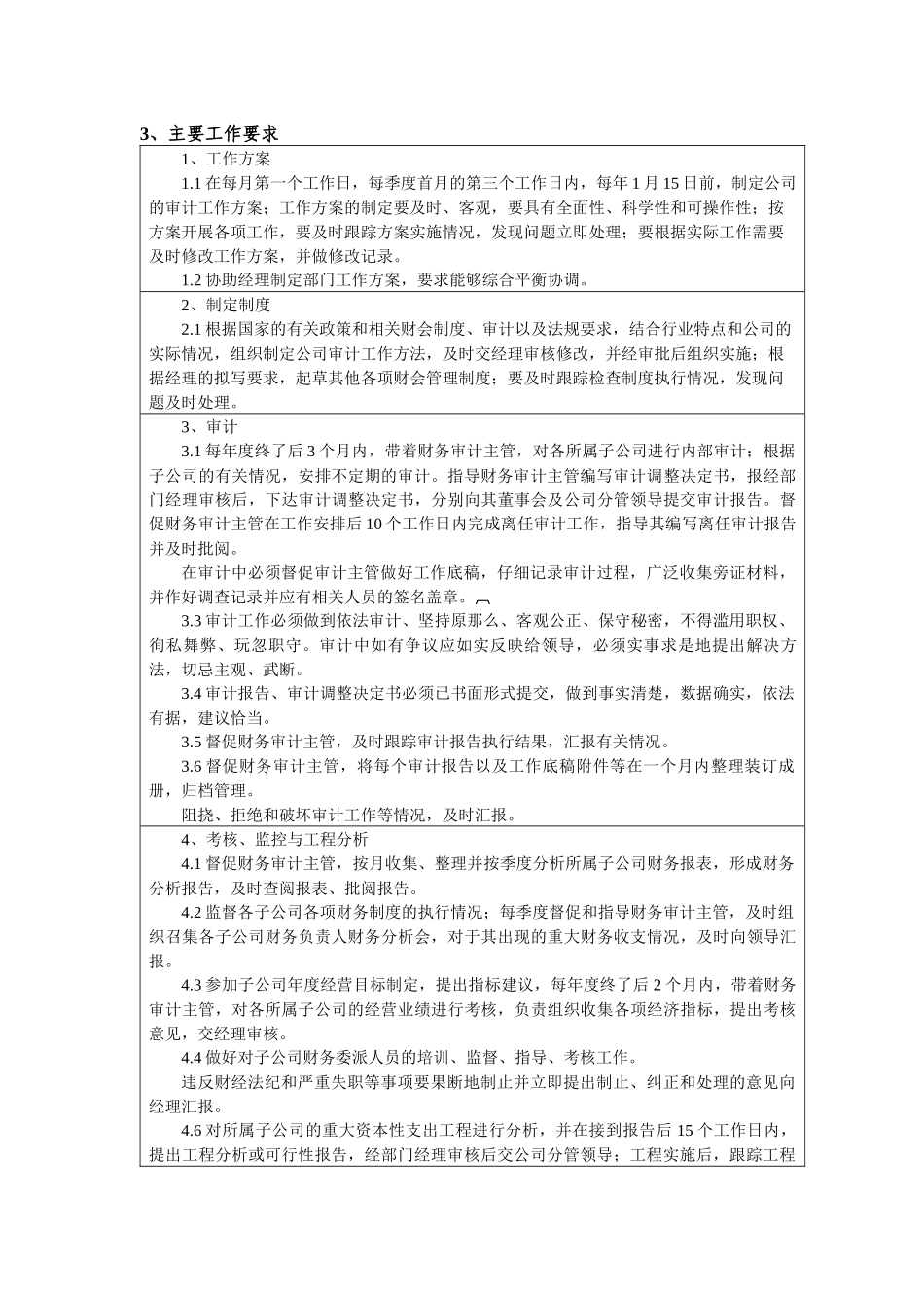 财务审计部副经理岗位任务说明书_第2页