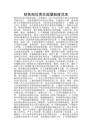 财务岗位责任规章制度范本