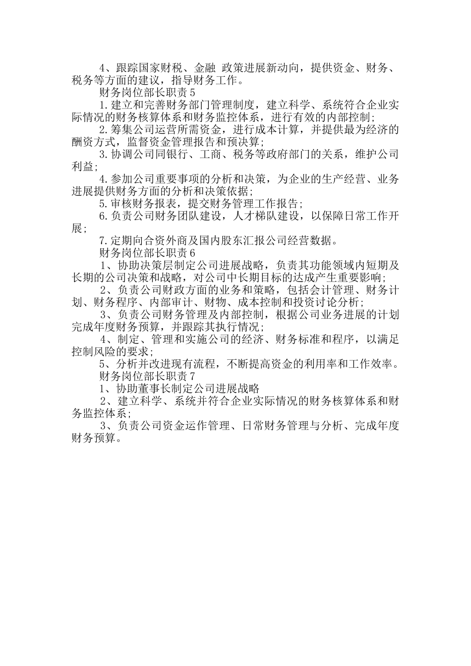 财务岗位部长职责_第2页