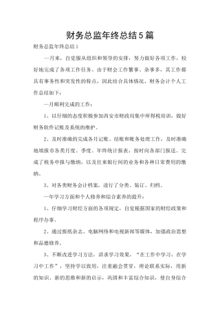 财务总监年终总结5篇