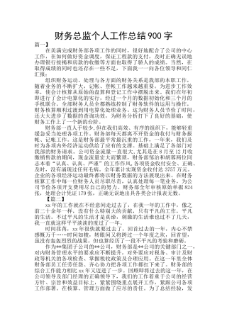 财务总监个人工作总结900字
