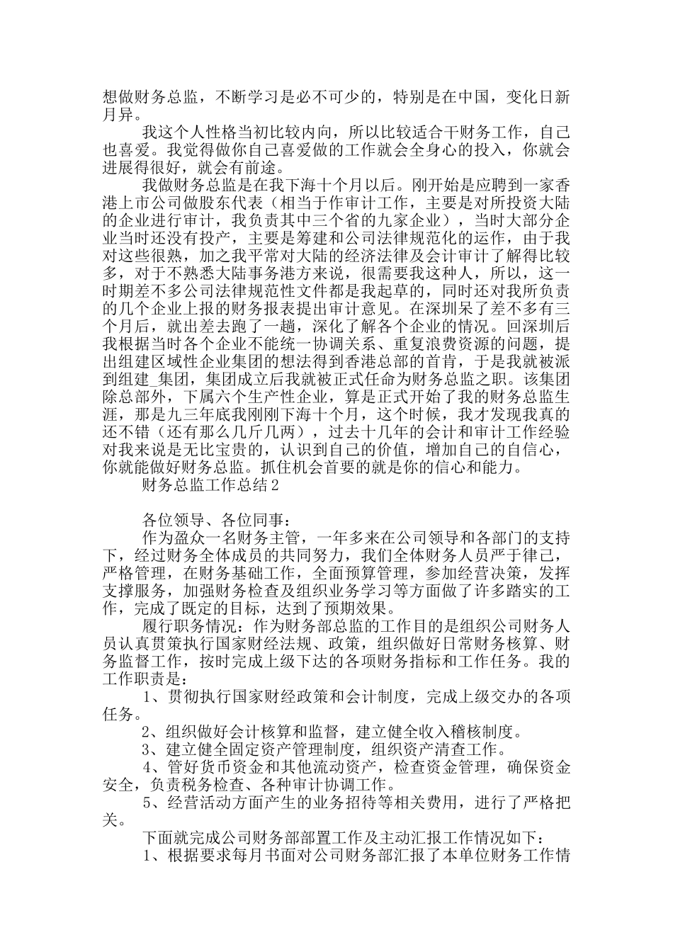 财务总监个人工作总结_第2页