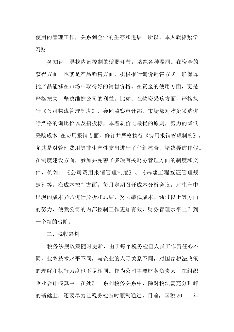 财务总监的个人工作述职报告_第2页