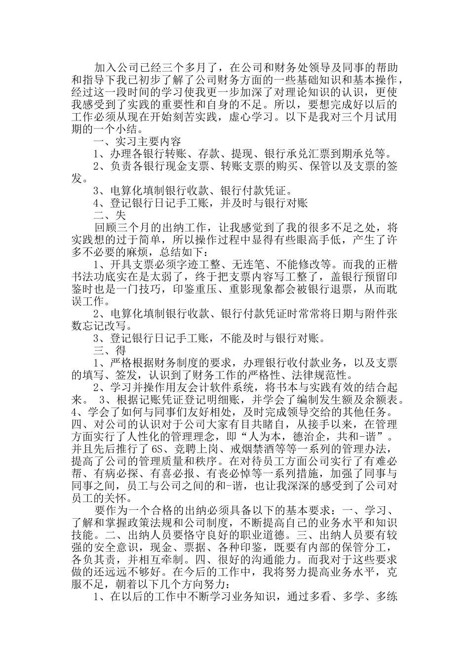 财务的试用期工作总结精品合集_第2页