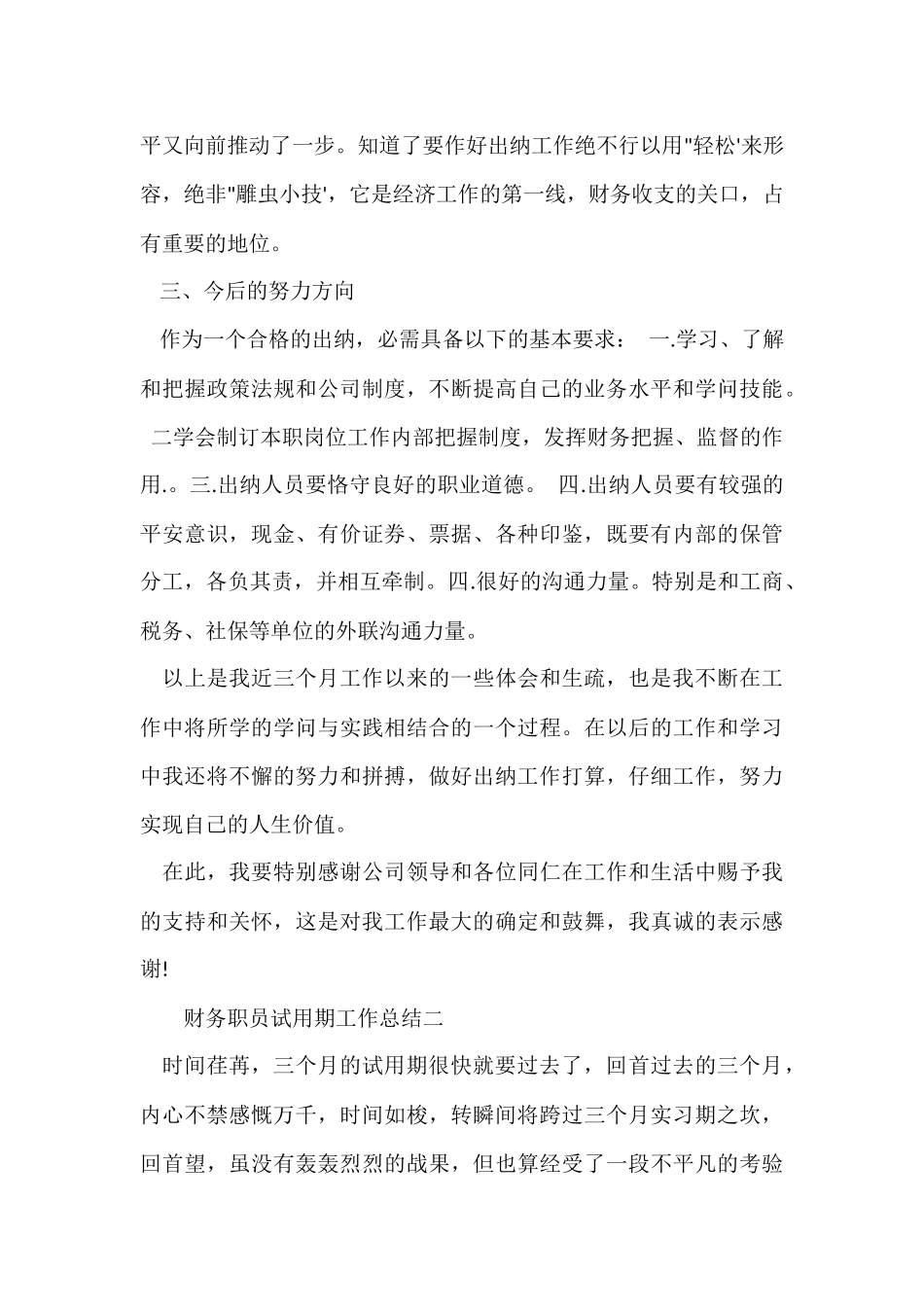 财务职员试用期工作总结_第3页