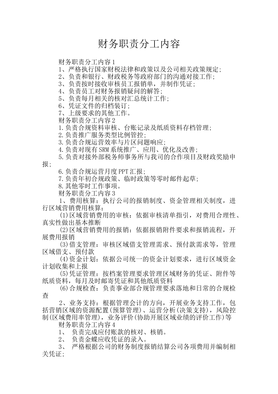 财务职责分工内容_第1页