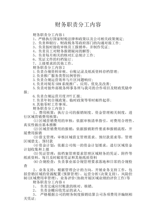 财务职责分工内容