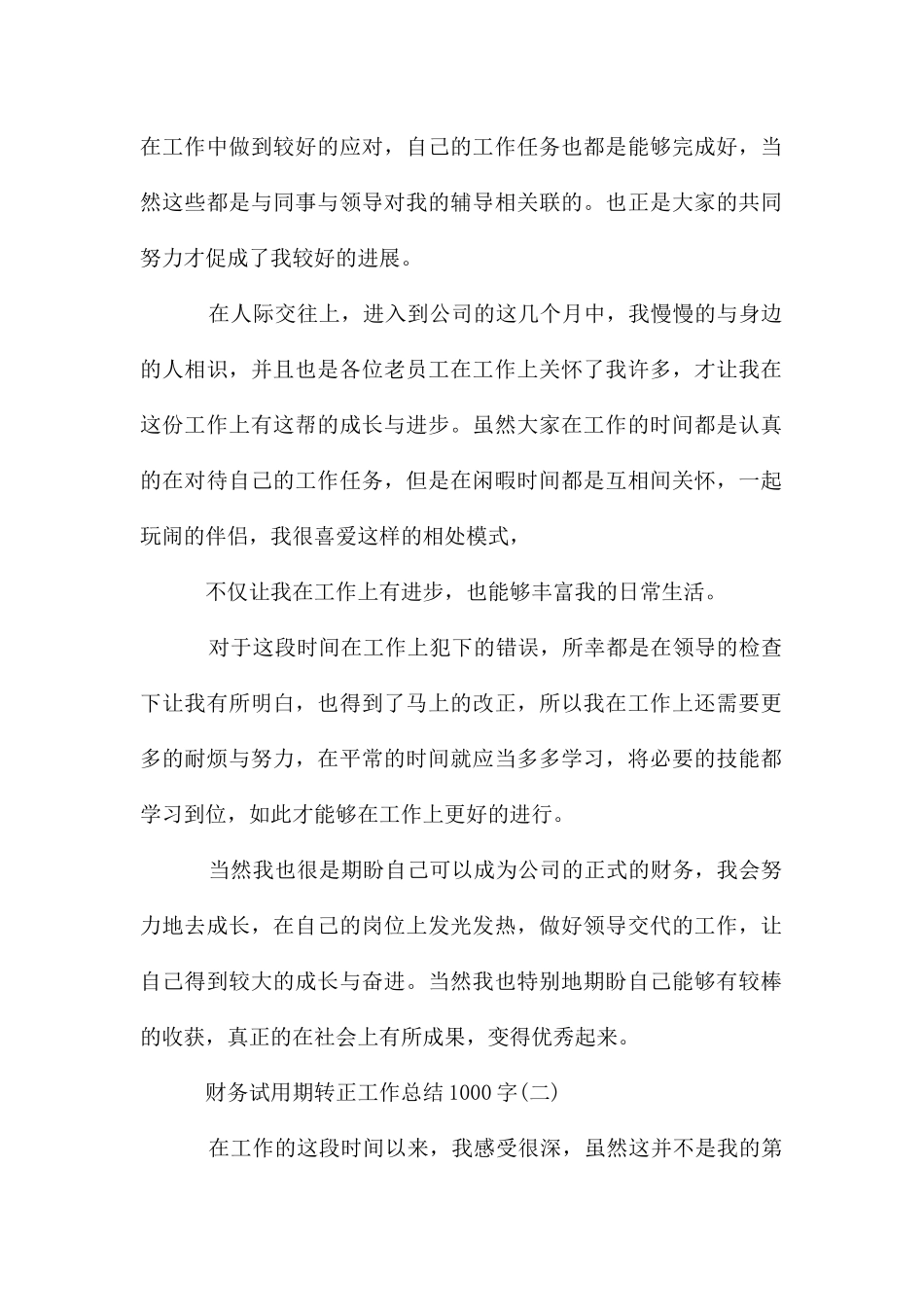 财务试用期转正工作总结_第2页