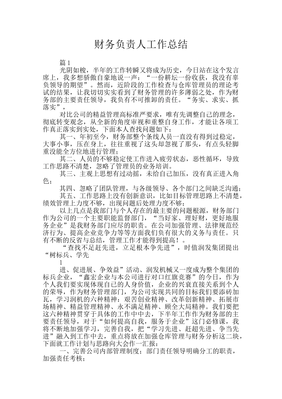 财务负责人工作总结_第1页