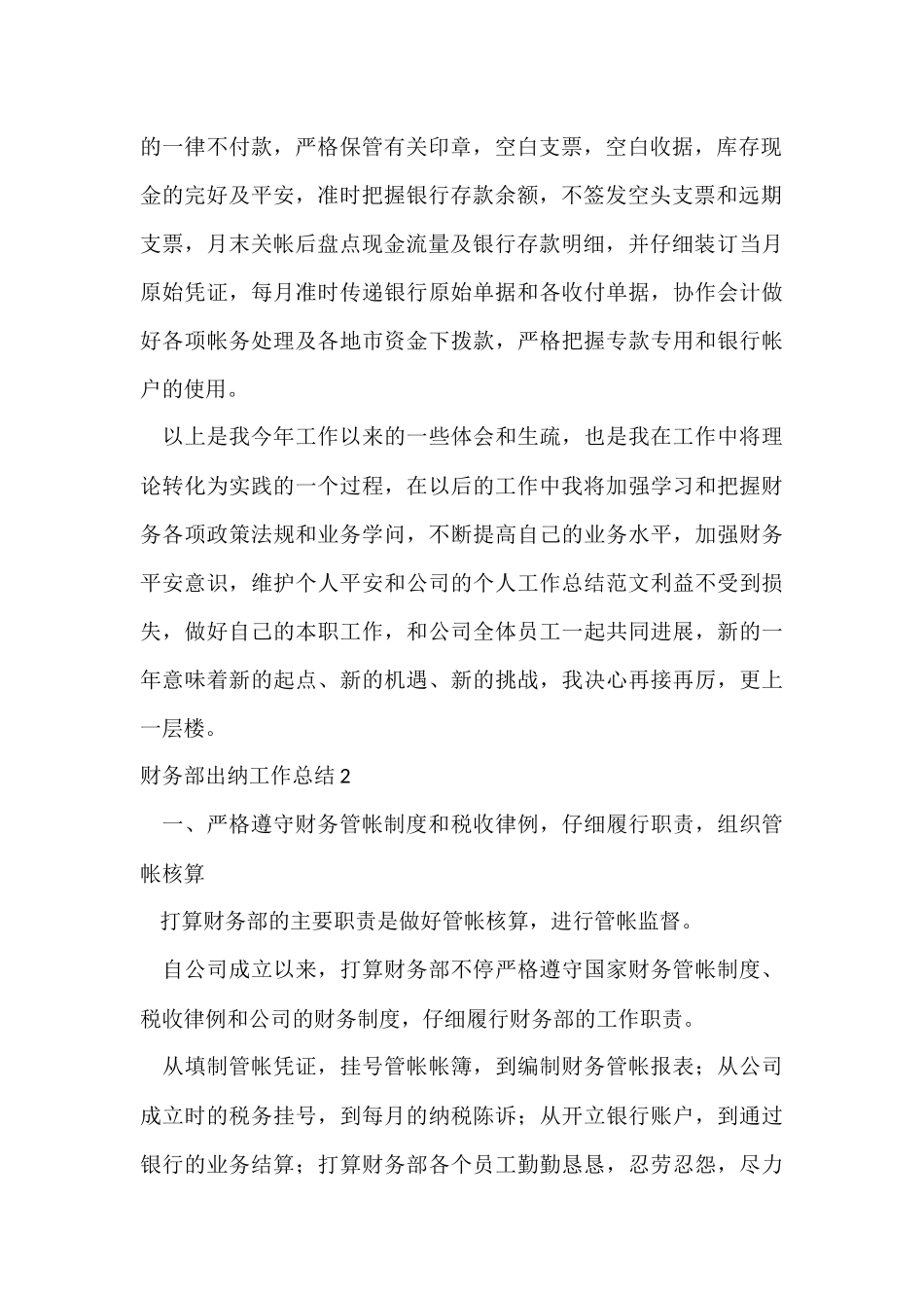 财务部出纳工作总结15篇_第2页