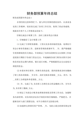 财务部预算年终总结