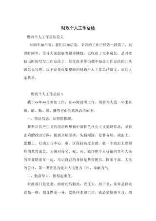 财政个人工作总结