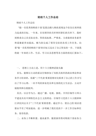 财政个人工作总结-1