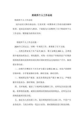 财政所个人工作总结-2