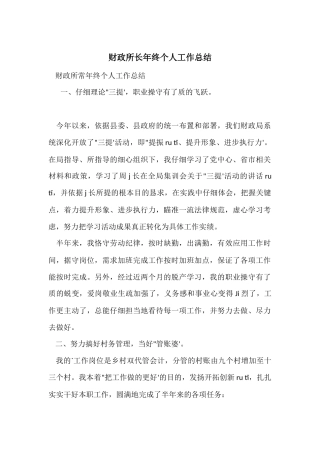 财政所长年终个人工作总结