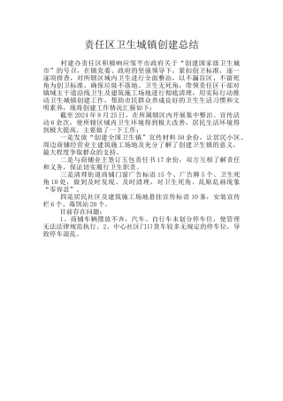 责任区卫生城镇创建总结