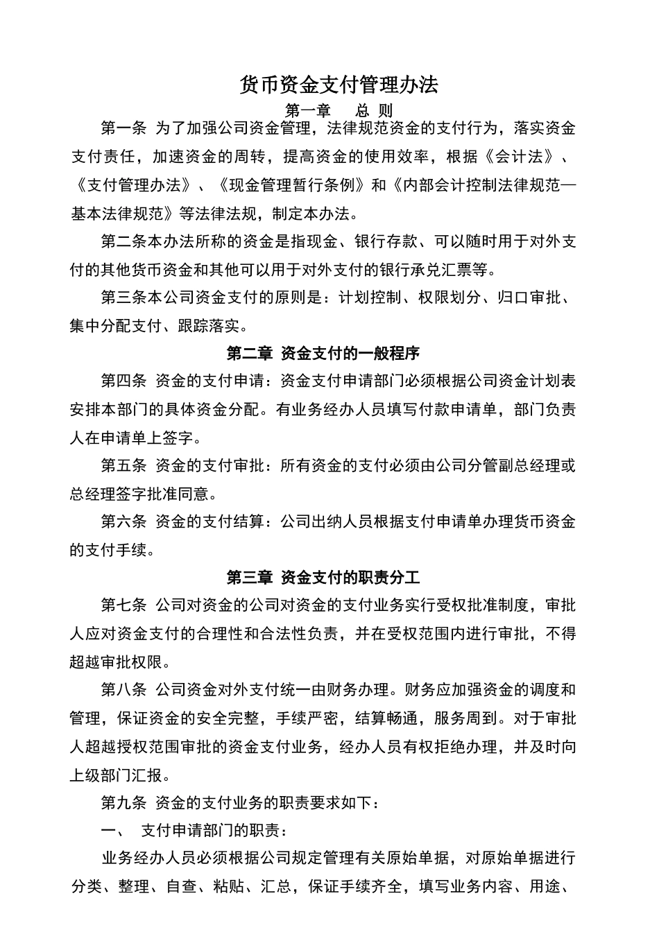 货币资金支付管理办法_第1页