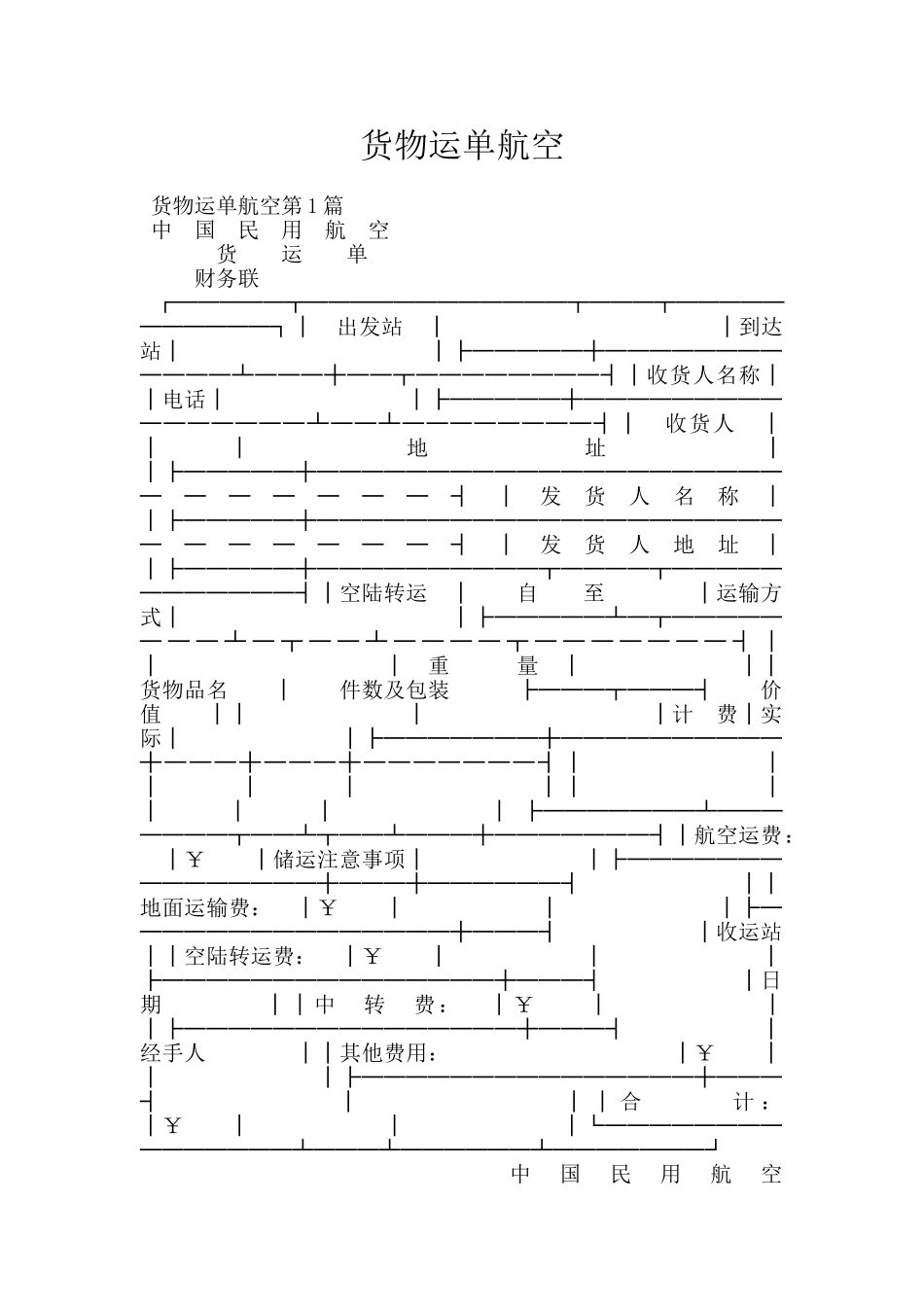 货物运单航空_第1页