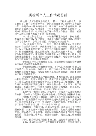 质检所个人工作情况总结