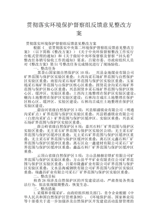 贯彻落实环境保护督察组反馈意见整改方案
